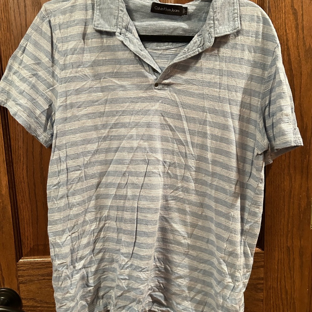 Calvin Klein Men's Blue Striped Shirt